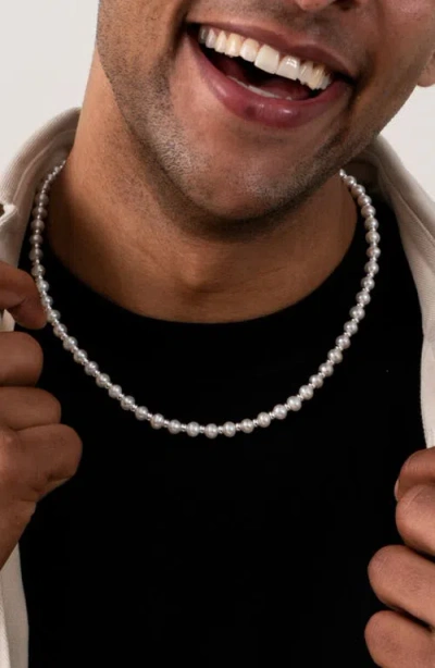 Dower & Hall White Pearl Halo Necklace In Silver