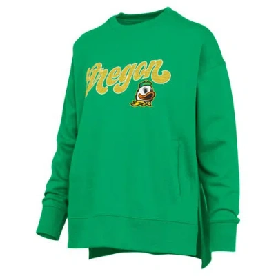 Pressbox Green Oregon Ducks Bonanza Chenille Harper Script Sweatshirt In Green