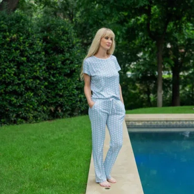 Lila And Hayes Pajama Pant Set In Blue