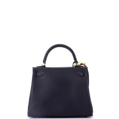 Pre-owned Hermes  Hermes Kelly Handbag Black Swift With Gold Hardware 25 In Black