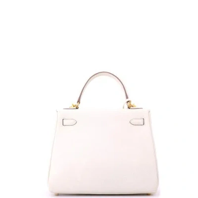 Pre-owned Hermes  Hermes Kelly Handbag Light Togo With Gold Hardware 25 In Neutral