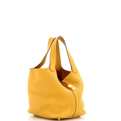 Pre-owned Hermes  Hermes Picotin Lock Bag Clemence Mm In Yellow