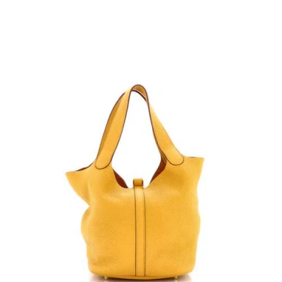 Pre-owned Hermes  Hermes Picotin Lock Bag Clemence Mm In Yellow