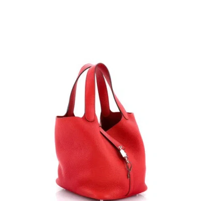 Pre-owned Hermes  Hermes Picotin Lock Bag Clemence Mm In Red