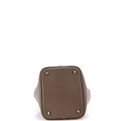 Pre-owned Hermes  Hermes Picotin Lock Bag Clemence Mm In Gray