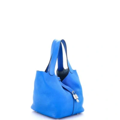 Pre-owned Hermes  Hermes Picotin Lock Bag Clemence Mm In Blue