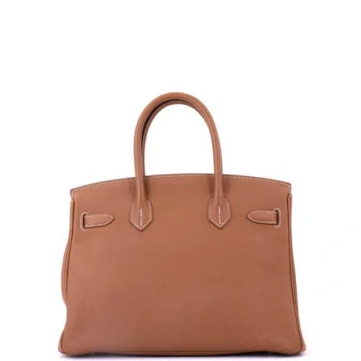 Pre-owned Hermes  Hermes Birkin Handbag Brown Togo With Palladium Hardware 30 In Gold