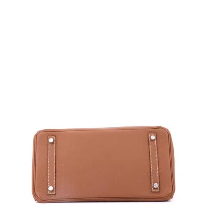 Pre-owned Hermes  Hermes Birkin Handbag Brown Togo With Palladium Hardware 30 In Gold