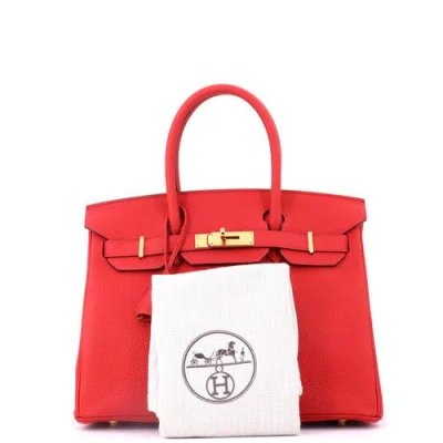 Pre-owned Hermes  Hermes Birkin Handbag Red Togo With Gold Hardware 30 In Red