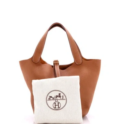 Pre-owned Hermes  Hermes Picotin Lock Bag Clemence Mm In Brown