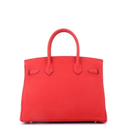 Pre-owned Hermes  Hermes Birkin Handbag Red Togo With Gold Hardware 30 In Red
