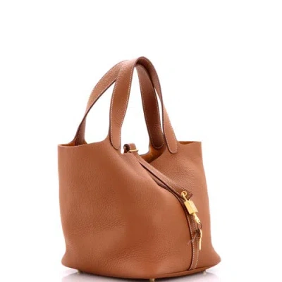 Pre-owned Hermes  Hermes Picotin Lock Bag Clemence Mm In Brown