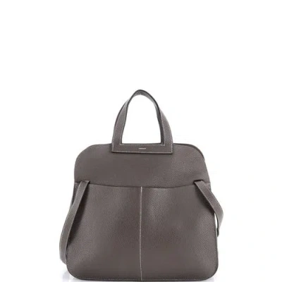 Pre-owned Hermes  Hermes Halzan Bag Clemence 31 In Gray