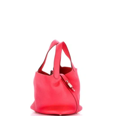 Pre-owned Hermes  Hermes Picotin Lock Bag Clemence Pm In Pink