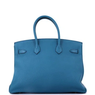 Pre-owned Hermes  Hermes Birkin Handbag Blue Togo With Gold Hardware 35 In Pattern