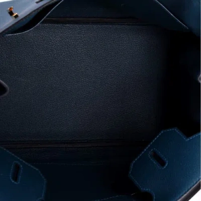 Pre-owned Hermes  Hermes Birkin Handbag Blue Epsom With Gold Hardware 30 In White