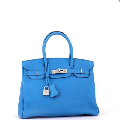 Pre-owned Hermes  Hermes Birkin Handbag Blue Togo With Palladium Hardware 30 In Blue