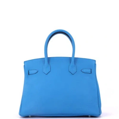 Pre-owned Hermes  Hermes Birkin Handbag Blue Togo With Palladium Hardware 30 In Blue
