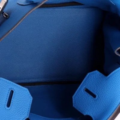 Pre-owned Hermes  Hermes Birkin Handbag Blue Togo With Palladium Hardware 30 In Blue