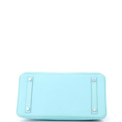 Pre-owned Hermes  Hermes Birkin Handbag Blue Epsom With Palladium Hardware 30 In Blue