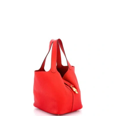 Pre-owned Hermes  Hermes Picotin Lock Bag Clemence Mm In Red