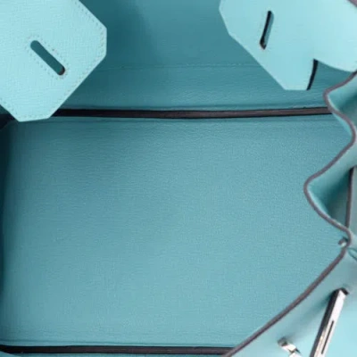 Pre-owned Hermes  Hermes Birkin Handbag Blue Epsom With Palladium Hardware 30 In Blue