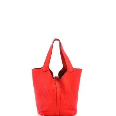 Pre-owned Hermes  Hermes Picotin Lock Bag Clemence Mm In Red