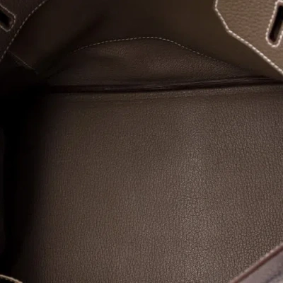 Pre-owned Hermes  Hermes Birkin Handbag Grey Clemence With Palladium Hardware 35 In Brown