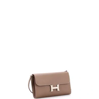 Pre-owned Hermes  Hermes Constance To Go Wallet Epsom In Brown