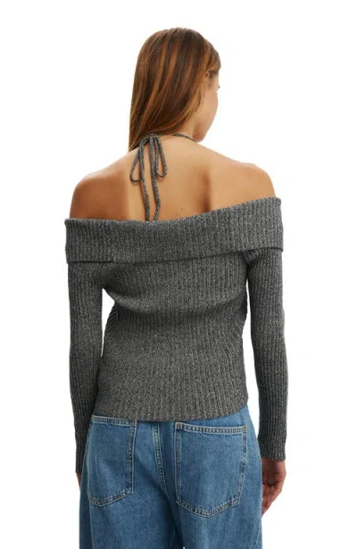 Cotton On Button Down Off Shoulder Knit In Gray