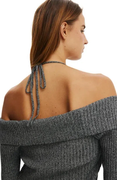 Cotton On Button Down Off Shoulder Knit In Gray