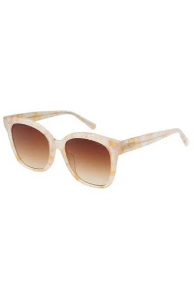 Freyrs Eyewear Amber Cat Eye Sunglasses In White