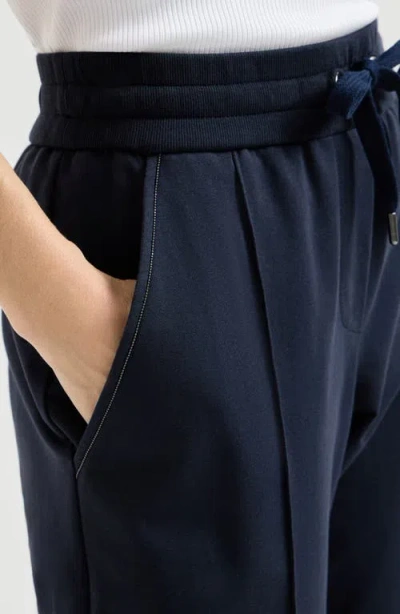 Brunello Cucinelli Track Trousers With Monili In Blue