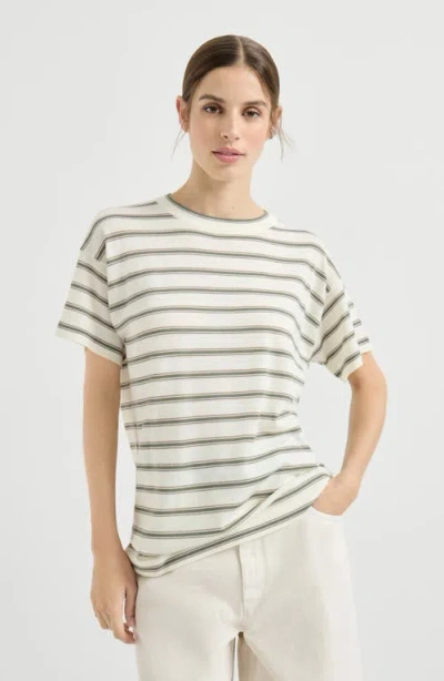Brunello Cucinelli Sparkling Stripe T-shirt In Neutral