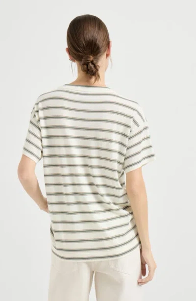 Brunello Cucinelli Sparkling Stripe T-shirt In Neutral