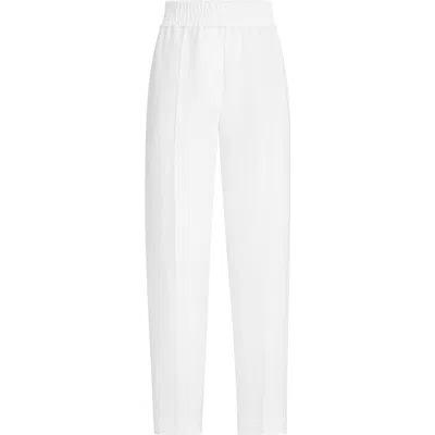 Brunello Cucinelli Women Baggy Pull-up Trousers In Viscose And Linen Fluid Twill In White