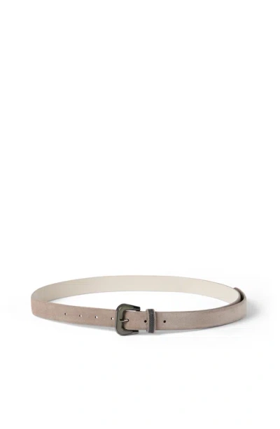 Brunello Cucinelli Suede Belt In Neutral