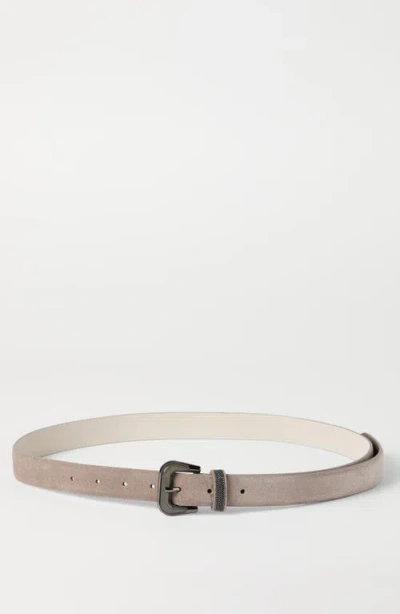 Brunello Cucinelli Suede Belt In Neutral