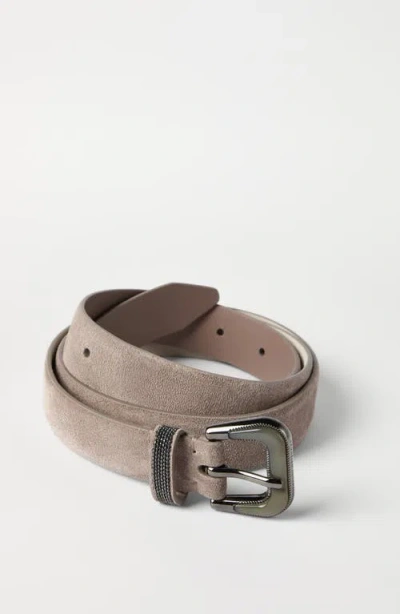 Brunello Cucinelli Suede Belt In Neutral