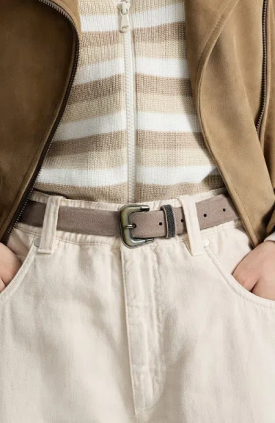 Brunello Cucinelli Suede Belt In Neutral