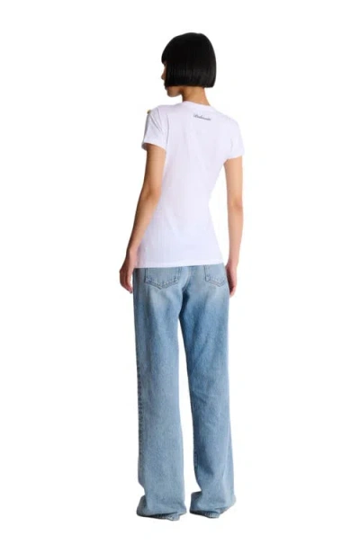 Balmain Cotton T-shirt With Button Detail And Draped Design In White