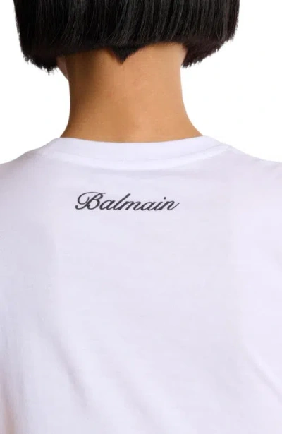 Balmain Cotton T-shirt With Button Detail And Draped Design In White