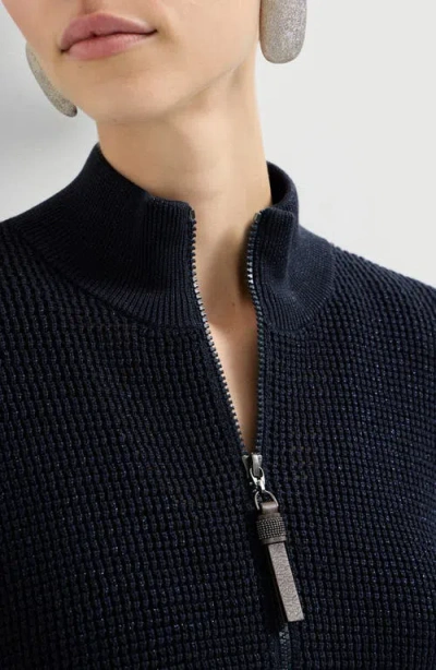 Brunello Cucinelli Sparkling Net Cardigan In Blue