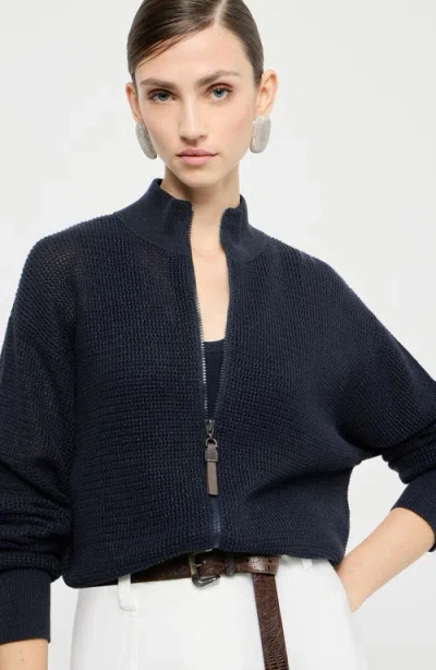Brunello Cucinelli Sparkling Net Cardigan In Blue