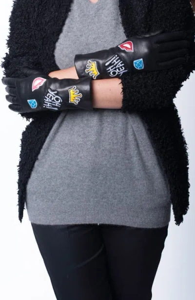 Portolano Leather Gloves With Patches In Black