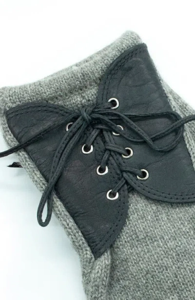 Portolano Mitten Gloves With Leather In Gray