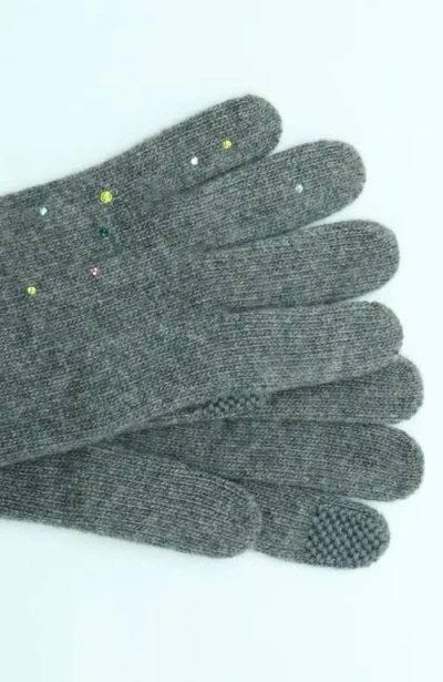 Portolano Cashmere Tech Gloves  With Crystal Stones In Green
