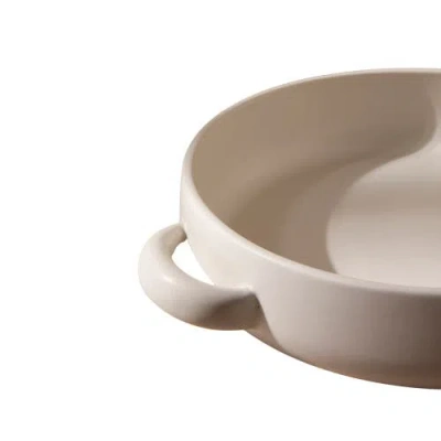 Gharyan Stoneware Serving Plate With Handles In White