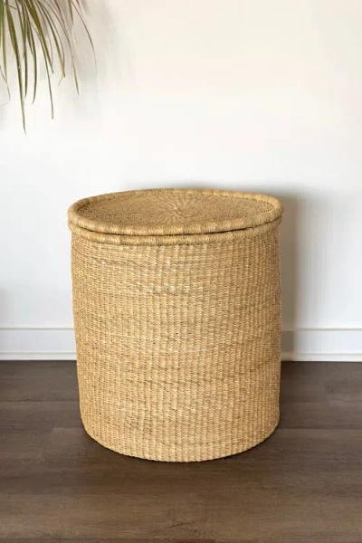 Mbare Handwoven Hamper With Lid In Brown