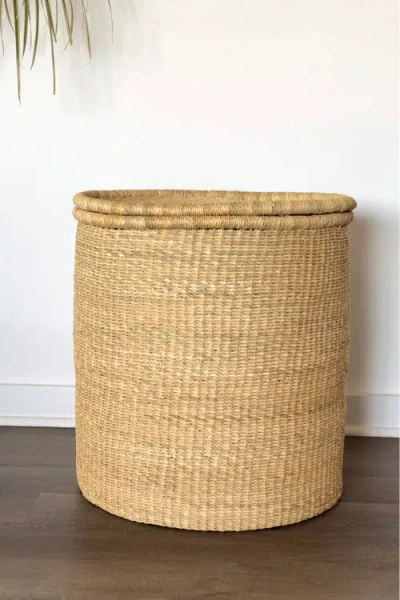 Mbare Handwoven Hamper With Lid In Brown